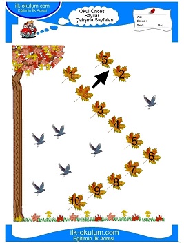 Çocuklar İçin sayı Çalışma Sayfaları 